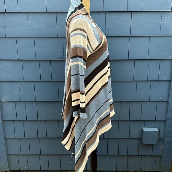 💙🤎🤍Goddis S/M blue tan cream black Naples sweater cardigan drape - Picture 4 of 10